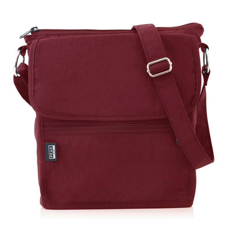 Peak Gear Crossbody Travel Purse with RFID Blocking Pocket and Lifetime Recovery Service. Versatile and Stylish Nylon Shoulder Bag | Burgundy - Image 1